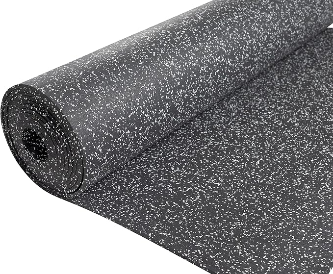 Playsafer Genaflex Rubber Gym Floor Mat, Heavy Duty Commercial Protective Gym Flooring Roll - 8mm Thick (10% Grey, 4&