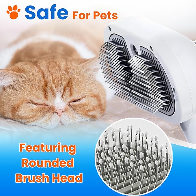 Pet Steam Brush For Cat &amp; Dog - Pets Spray Hair Removal Comb - Cats Indoor Shedding &amp; Grooming Mist Tool - Water Steamer Brushes for Long &amp; Short Haired Dogs - Spritz Defur Comb (White Pro)