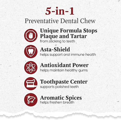 Ark Naturals Protection+ Brushless Toothpaste – Large Breeds, 18oz Bag – Dog Dental Chew with Toothpaste Center – Prevent Plaque &amp; Tartar and Freshen Breath with Dental Chews for Dogs