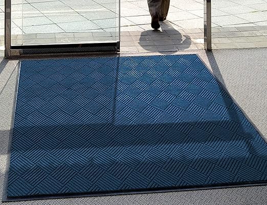 M+A Matting 208 Navy Polypropylene WaterHog Classic Diamond Entrance Mat, 8.4&