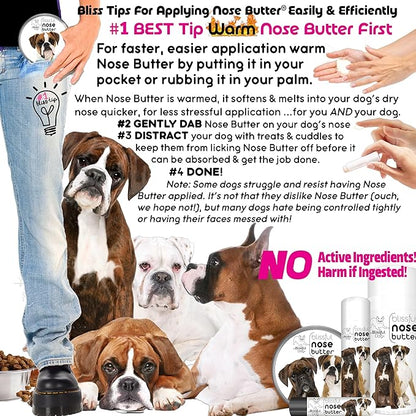 The Blissful Dog Show Boxer Nose Butter for Dry, Cracked Skin, Lick-Safe Dog Nose Balm with Moisturizing Shea Butter, Almond, Olive, and Essential Oils, Pet Supplies, Uncented, 8 oz.