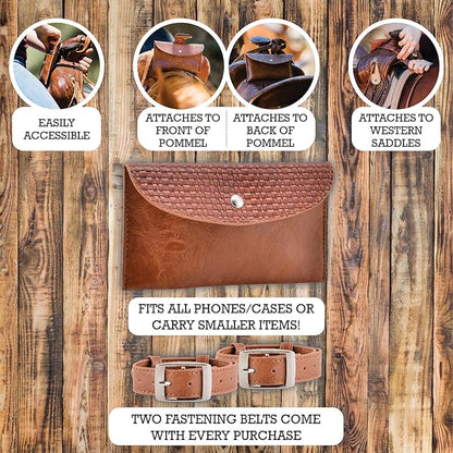 Saddle Pommel Bag - Phone Holder &amp; Equestrian Gift for Women, Horse Tack Essentials