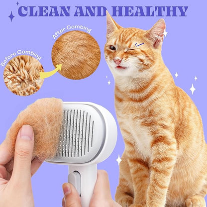 Rechargeable Silicone 3 in 1 Pet Hair Removal Tool - Self Cleaning Steamy Brush for Massage, Shedding &amp; Grooming - Cat &amp; Dog Hair Remover