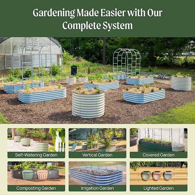 Vego garden Raised Garden Bed Kits, 17" Tall 9 in 1 8ft x 2ft Metal Raised Planter Bed Outdoor for Vegetables Flowers Ground Planter Box, Terra Cotta