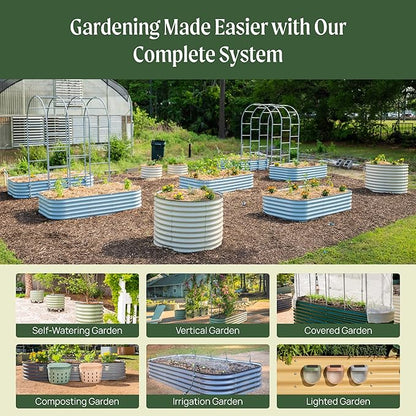 Vego garden Raised Garden Bed Kits, 17" Tall 9 in 1 8ft X 2ft Metal Raised Planter Bed for Vegetables Flowers Ground Planter Box-Olive Green