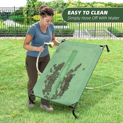 Simple Trending Raised Dog Bed for Large Dogs, Waterproof XL Dog Cot, Outdoor Cooling Elevated Pet Bed Load 200lb, 47.75" x 30.5", Green
