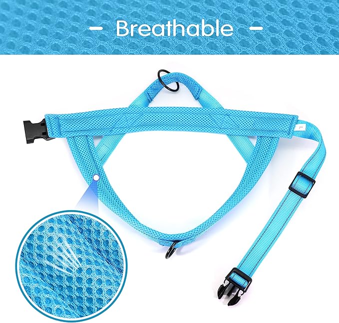 Didog No Pull Dog Harness with Soft Mesh Padded,Reflective &amp; Quick Fit Light Weight Dog Strap Vest Harness,Easy for Walking Training (L:Chest 26-32", Mesh-Blue)