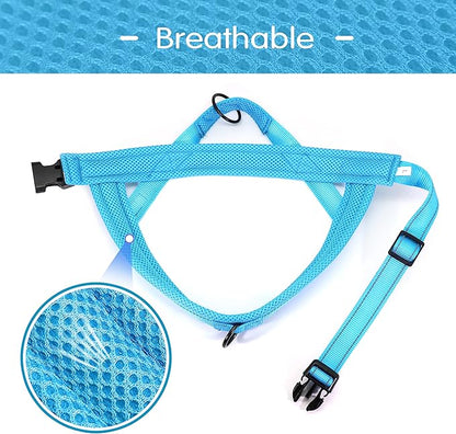 Didog No Pull Dog Harness with Soft Mesh Padded,Reflective &amp; Quick Fit Light Weight Dog Strap Vest Harness,Easy for Walking Training (L:Chest 26-32", Mesh-Blue)