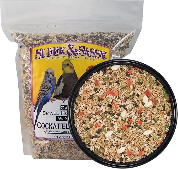 SLEEK &amp; SASSY Garden Small Hookbill No Sunflower Bird Food for Lovebirds, Cockatiels, Quaker Parrots &amp; Small Conures (4 lbs.)