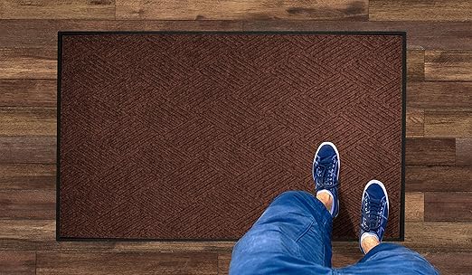 WaterHog Diamond | Commercial-Grade Entrance Mat with Rubber Border – Indoor/Outdoor, Quick Drying, Stain Resistant Door Mat (Dark Brown, 3&
