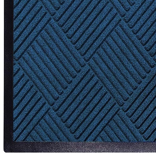 M + A Matting WaterHog Diamond | Commercial-Grade Entrance Mat with Rubber Border – Indoor/Outdoor, Quick Drying, Stain Resistant Door Mat (Navy, 12.2&