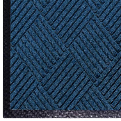 M+A Matting WaterHog Diamond | Commercial-Grade Entrance Mat with Rubber Border – Indoor/Outdoor, Quick Drying, Stain Resistant Door Mat (Navy, 3&