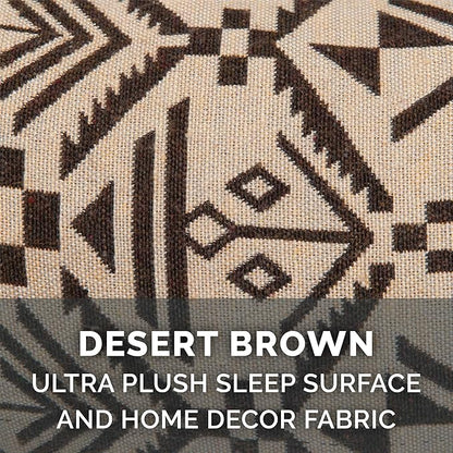 Furhaven Orthopedic Dog Bed for Large/Medium Dogs w/ Removable Bolsters &amp; Washable Cover, For Dogs Up to 55 lbs - Plush &amp; Southwest Kilim Woven Decor Sofa - Desert Brown, Large