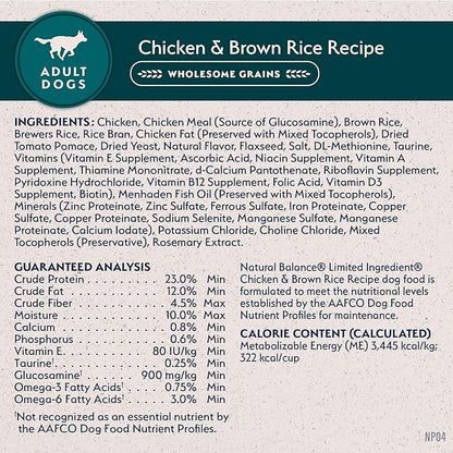 Natural Balance Limited Ingredient Adult Dry Dog Food with Healthy Grains, Chicken &amp; Brown Rice Recipe, 24 Pound (Pack of 1)