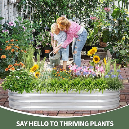 1MORE Galvanized Raised Garden Bed- Planter Garden Boxes Outdoor, Raised Beds for Gardening, 6x3x1ft Metal Garden Bed Kit for Vegetables Flower, Planter Raised Bed with Protective Tape &amp; Tools.Silver