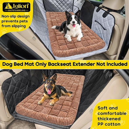 Dog Car Bed Mat, Non-Slip Backseat Extender Pet Blanket, Plaid Dog Bed for Trucks, Sedans &amp; Large SUVs, Chew-Resistant Travel Pad for Dogs, Easy Clean &amp; Scratch-Proof &amp; Comfort（56"x28.7" Brown
