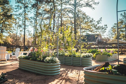 Vego garden Raised Garden Bed Kits, 17" Tall 9 in 1 8ft X 2ft Metal Raised Planter Bed for Vegetables Flowers Ground Planter Box-Olive Green