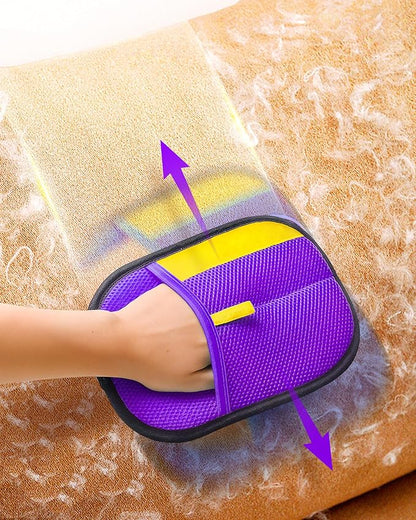 2025 Thickened Electrostatic Pet Hair Removal Gloves (2 Pcs) - Reusable Strong Grooming Gloves for Cats &amp; Dogs, Hair Remover for Couch, Furniture, Carpet, Car Seats &amp; Clothing (Purple)