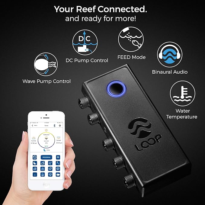 CURRENT USA 18-24" Inch Orbit Marine IC Loop LED Saltwater Reef Marine Aquarium Light with Bluetooth App Control | Wireless Lighting &amp; eFlux Wave Pump Control for Fish Tank (4204)
