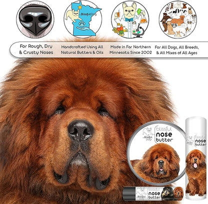 The Blissful Dog Tibetan Mastiff Nose Butter for Dry, Cracked Skin, Lick-Safe Dog Nose Balm with Moisturizing Shea Butter, Almond, Olive, and Essential Oils, Pet Supplies, Uncented, 0.15 oz.