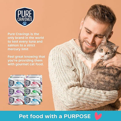 Flakes in Tuna Consommé, Canned Wet Cat Food Soup, 100% Mercury-Tested, Moist Can Fish, Grain-Free Protein, Non-GMO, 3oz, Variety Pack 3X Tuna, 3X Salmon, 3X Sardine, 3X Mackerel