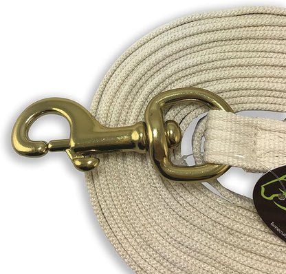 Southwestern Equine Lunge Line for Horses Cotton Horse Lunge Line with Bolt Snap &amp; Rubber Stop (White, 24&