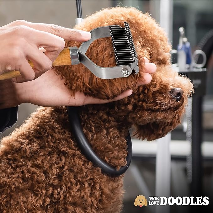 We Love Doodles Pet Dematting Comb and Pet Dematting Brush &amp; Rake (Bundle) - Deshedding Undercoat Rake and Detangler Brush For Dogs, Comb Tool For Grooming, for Detangling Thinning and Shedding
