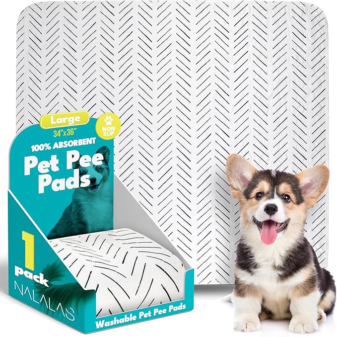 NALALAS Large Washable Pee Pads for Dogs | Reusable, Waterproof &amp; Ultra Absorbent Puppy Pads | Dog Pee Pads, Anti-Slip, Leakproof &amp; Quick Dry Pet Training Mat | Whelping Pad, Puppy Mat &amp; Crate Pad