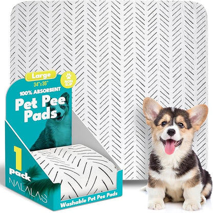 NALALAS Large Washable Pee Pads for Dogs | Reusable, Waterproof &amp; Ultra Absorbent Puppy Pads | Dog Pee Pads, Anti-Slip, Leakproof &amp; Quick Dry Pet Training Mat | Whelping Pad, Puppy Mat &amp; Crate Pad