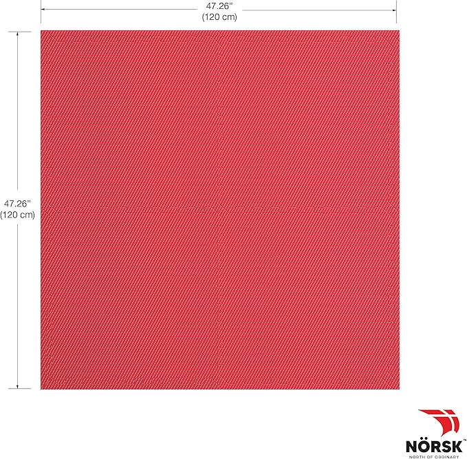 Norsk Reversible Gym Exercise Mats 3/4" Thick EVA Interlocking Foam Tiles, Perfect Home Gym Flooring, 20 Tiles &amp; 40 Trim Pieces, 80 Sq. Ft. Reversible, Red/Black