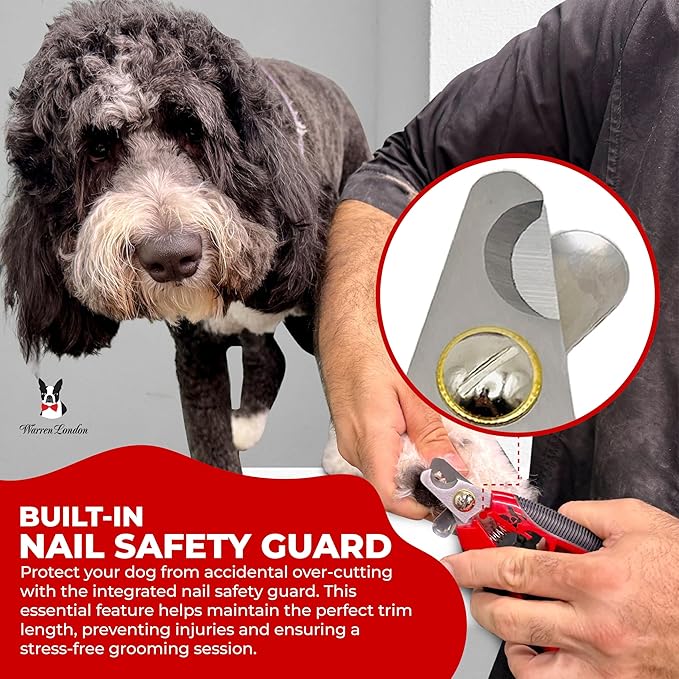 Warren London Dog Nail Clippers – Large Breed Nail Trimmer with Stainless Steel Blade, Safety Guard &amp; Non-Slip Handle | Professional Grooming Tool for All Dog Sizes