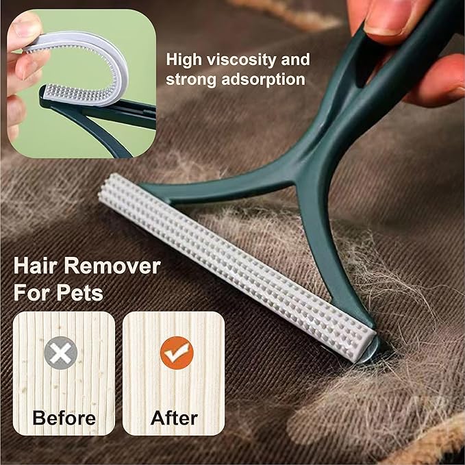 2-Pack Pet Hair Removal Gloves with A Hair/Lint Removal Tool – Remove Cat/Dog Fur from Clothing, Furniture, Car Seats, Bedding &amp; Carpet – Reusable &amp; Washable Lint Hair Remover for Pet Owners