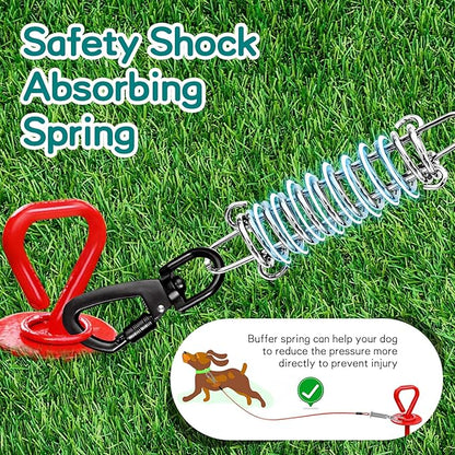 Red Chew Proof 30FT Dog Tie Out Cable, Heavy Duty Dog Lead for Yard &amp; Camping