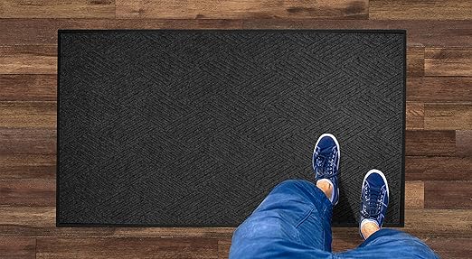 M+A Matting WaterHog Diamond | Commercial-Grade Entrance Mat with Rubber Border – Indoor/Outdoor, Quick Drying, Stain Resistant Door Mat (Charcoal, 4&