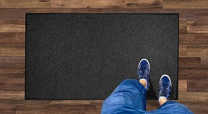 M+A Matting WaterHog Diamond | Commercial-Grade Entrance Mat with Rubber Border – Indoor/Outdoor, Quick Drying, Stain Resistant Door Mat (Charcoal, 4&