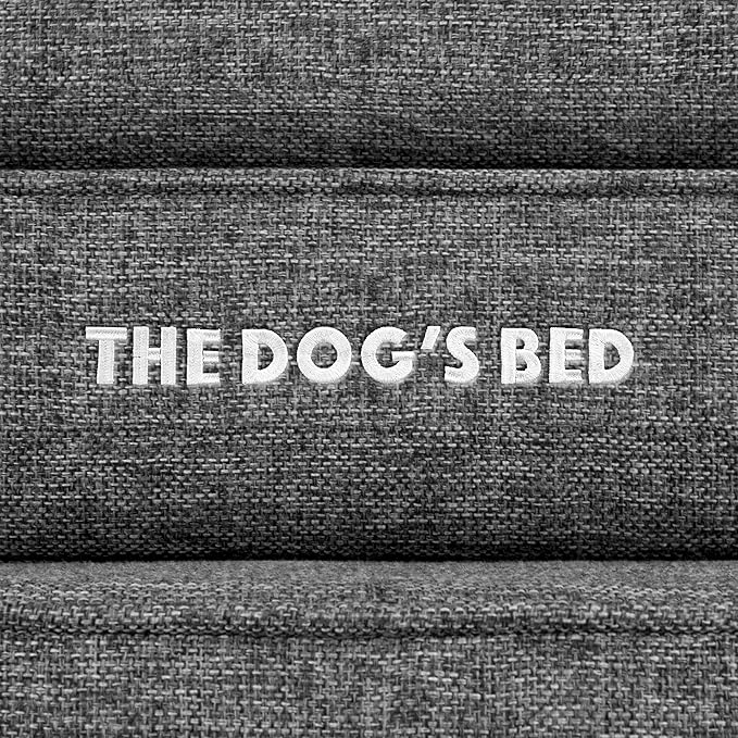 The Dog’s Bed, Large Grey Linen 36x27, Memory Foam, Pain Relief: Arthritis, Hip &amp; Elbow Dysplasia, Post Surgery, Lameness, Supportive, Calming, Waterproof Washable Cover, Veterinary Approved