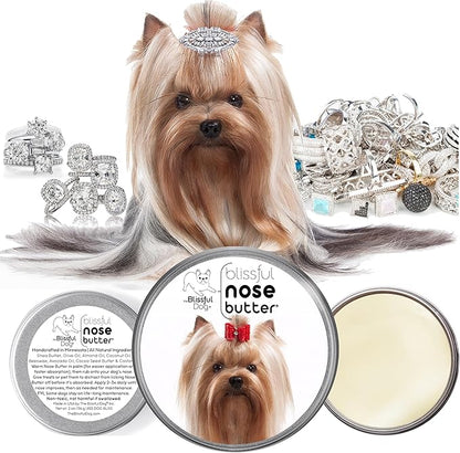The Blissful Dog Yorkshire Terrier Nose Butter for Dry, Cracked Skin, Lick-Safe Dog Nose Balm with Moisturizing Shea Butter, Almond, Olive, and Essential Oils, Pet Supplies, Uncented, 2 oz.