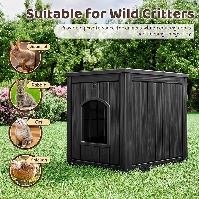 Outdoor &amp; Indoor Dog House for Weatherproof and Stylish Furniture, Insulated Dog House Outdoor, Multi - Use for Small and Medium Dogs (Black, 22.8" L × 17.7" W × 21.7" H)