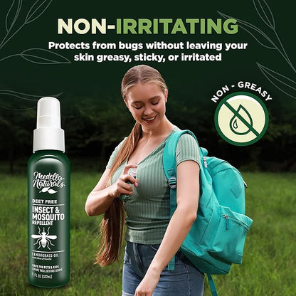 Deet-Free Insect &amp; Mosquito Repellent 8oz – Nice Smelling Insect Repellent with Lemongrass Oil Safe for Pets and Kids – Bug Spray Against Mosquitoes, Gnats, Black Flies, No-See-ums, and Other Insect
