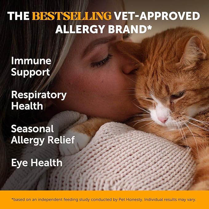 Cat Immune Support Lysine - Cat Allergy Relief - Sneezing, Runny Nose, Watery Eyes - Cat Supplements &amp; Vitamins with Omega 3s, L-Lysine, Antioxidants, Colostrum - Chicken (30 Day Supply)