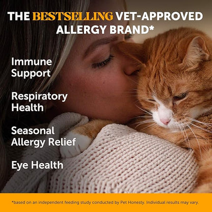 Cat Immune Support Lysine - Cat Allergy Relief - Sneezing, Runny Nose, Watery Eyes - Cat Supplements &amp; Vitamins with Omega 3s, L-Lysine, Antioxidants, Colostrum - Chicken (30 Day Supply)
