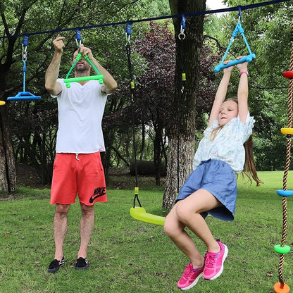 Rainbow Craft 3-Pack Kids Ninja Monkey Bars - Trapeze Swing Bars for Ninja Obstacle Course Attachments - 3pc of Blue, Red &amp; Green Color