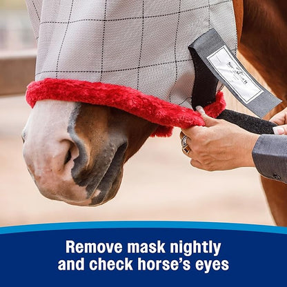Farnam SuperMask II Fly Mask Without Ears for Smaller Horses or Arabian Horses,Full Face Coverage &amp; Eye Protection from Insect Pests, Structured Classic Mesh with Plush Trim,Small Horse/Arabian Size