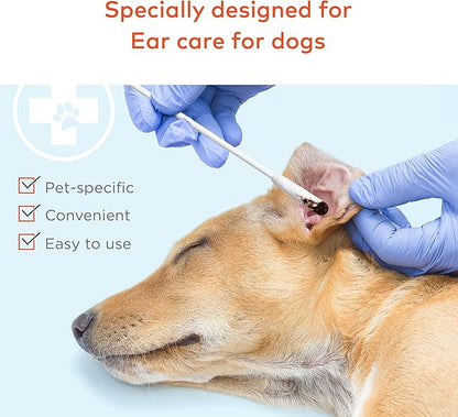 Cotton Swabs for Dogs and Cats - Cat &amp; Dog Ear Cleaner Long Cotton Swab - Extra Long Stick, Cat &amp; Dog Ear Cleaning Kit for Puppies and Pets, Multipurpose Pet Cotton Swabs for Ears (100 Buds)