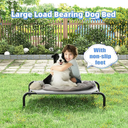 Simple Trending Raised Dog Bed for Small Dogs, Waterproof Elevated Dog Cot, Outdoor Cooling Pet Bed, 36.5" x 22.5", Grey