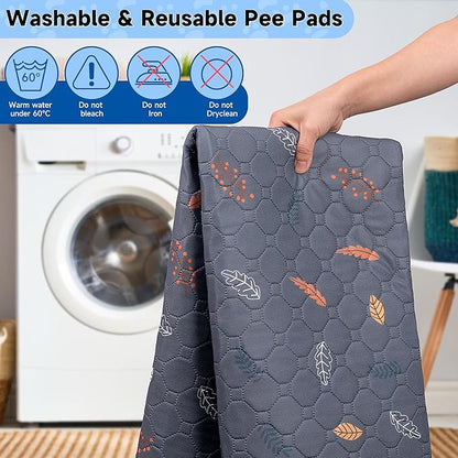 Sunheir Washable Pee Pads for Dogs - 2-Pack Thick Heavy Absorbency Reusable Pee Pads Prevent Leakage Non-Slip, Waterproof Pet Training Pads for Puppy Playpen, Crate, Whelping Box, Potty Training, Grey