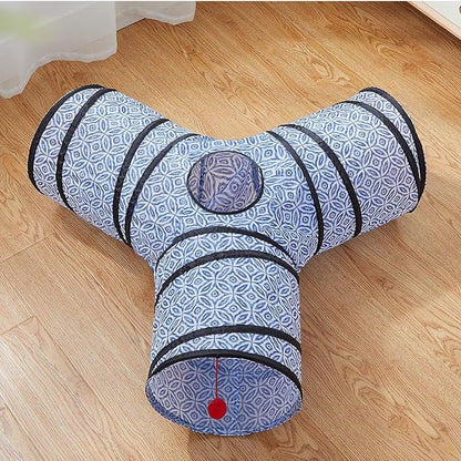 Tempcore 3 Way Collapsible Cat Toys - Indoor Cat Tunnels with Peek Hole &amp; Ball, Perfect for Kittens &amp; Puppies