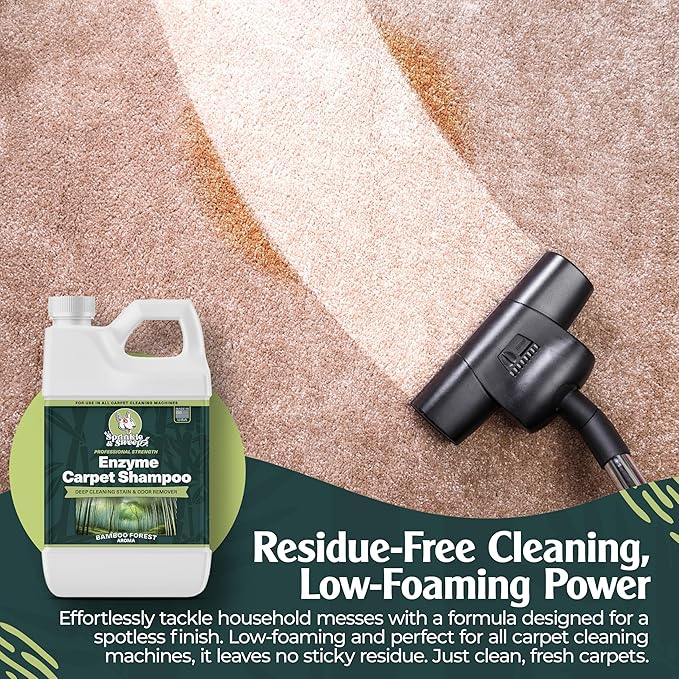 Sprinkle &amp; Sweep Enzyme Carpet Shampoo (32oz) - Carpet Cleaner Solution to Eliminate Tough Stains &amp; Neutralize Odors at the Source - Car, Furniture, Carpets &amp; Rug Cleaner - Use with All Machines