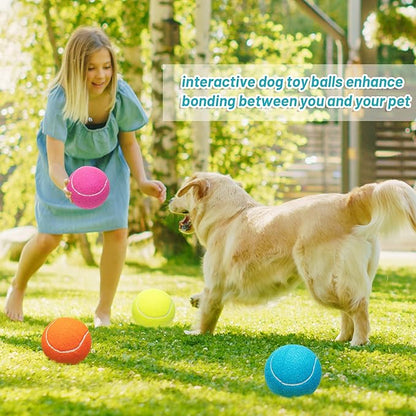 Large Dog Tennis Balls 4-Pack, 4 inch Interactive Big Dog Toy Ball for Small Medium Large Dogs, Dog Toys for Outdoor/Indoor Sports, Fetch, Training &amp; Play