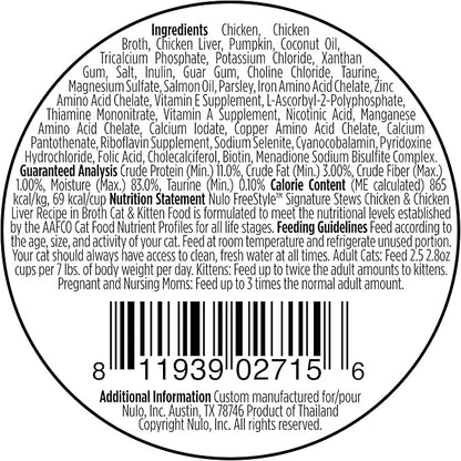 Nulo FreeStyle Cat &amp; Kitten Chicken &amp; Chicken Liver Stew, All Natural Grain-Free Cat Food, 2.80 Ounce (Pack of 24)